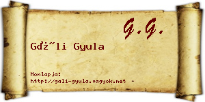 Gáli Gyula névjegykártya